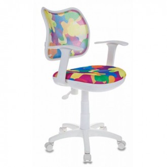 Кресло детское Бюрократ CH-W797/ABSTRACT спинка сетка мультиколор абстракция сиденье мультиколор абстракция (пластик белый)