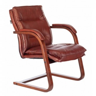 Кресло Бюрократ T-9927WALNUT-AV светло-коричневый Leather Eichel кожа полозья дерево (T-9927WALNUT-AV/CHOK)