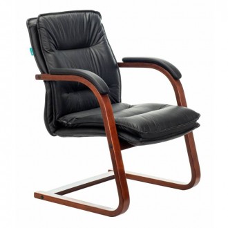 Кресло Бюрократ T-9927WALNUT-AV черный кожа полозья дерево (T-9927WALNUT-AV/BL)