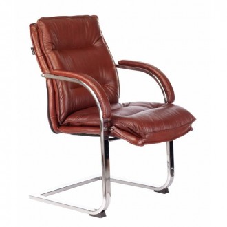 Кресло Бюрократ T-9927SL-LOW-V светло-коричневый Leather Eichel кожа низк.спин. полозья металл хром (T-9927SL-LOW-V/CHOK)