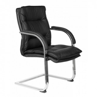 Кресло Бюрократ T-9927SL-LOW-V/BLACK на полозьях черный кожа