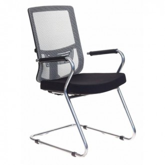 Кресло Бюрократ MC-619/GR/26-B01 на полозьях серый BM-10 сиденье черный 26-B01