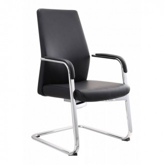 Кресло Бюрократ _JONS-LOW-V/BLACK на полозьях черный кожа