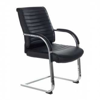 Кресло Бюрократ T-8010N-LOW-V/BLACK на полозьях черный Leather Black искусственная кожа