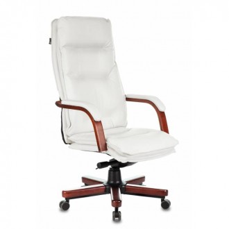 Кресло руководителя Бюрократ T-9927WALNUT слоновая кость кожа крестовина металл/дерево (T-9927WALNUT/IVORY)