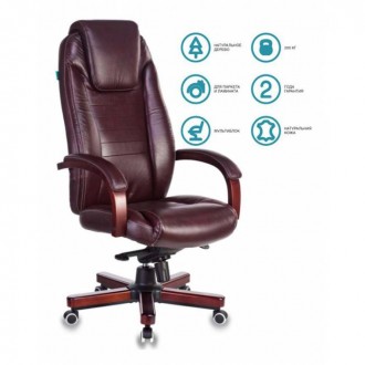 Кресло руководителя Бюрократ T-9923WALNUT/BROWN коричневый кожа крестовина дерево