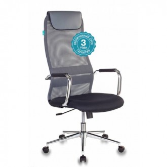 Кресло руководителя Бюрократ KB-9N/DG/TW-12 серый TW-04 TW-12 сетка крестовина хром