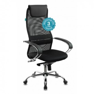 Кресло руководителя Бюрократ CH-609SL/BLACK спинка сетка черный TW-01 TW-11 искусст.кожа/ткань крестовина хром