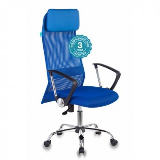 Кресло руководителя Бюрократ KB-6N/SL/BL/TW-10 синий TW-05 TW-10 сетка крестовина хром