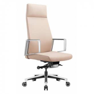 Кресло руководителя Бюрократ _JONS/BEIGE бежевый кожа крестовина алюминий