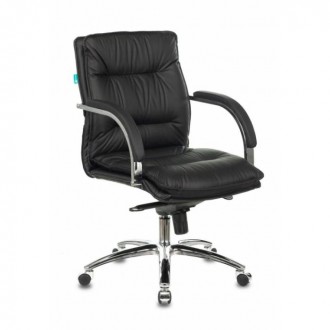 Кресло руководителя Бюрократ T-9927SL-LOW/BLACK низкая спинка черный кожа крестовина хром