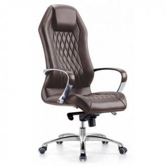 Кресло руководителя Бюрократ _AURA/BROWN коричневый кожа крестовина алюминий